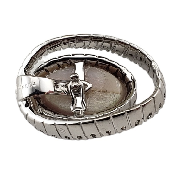 14K White Gold Mother of Pearl & Diamond Pendant JAGi Certified #15766 - Picture 4 of 9